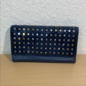 Patricia Nash Black Silver Studded Wallet
